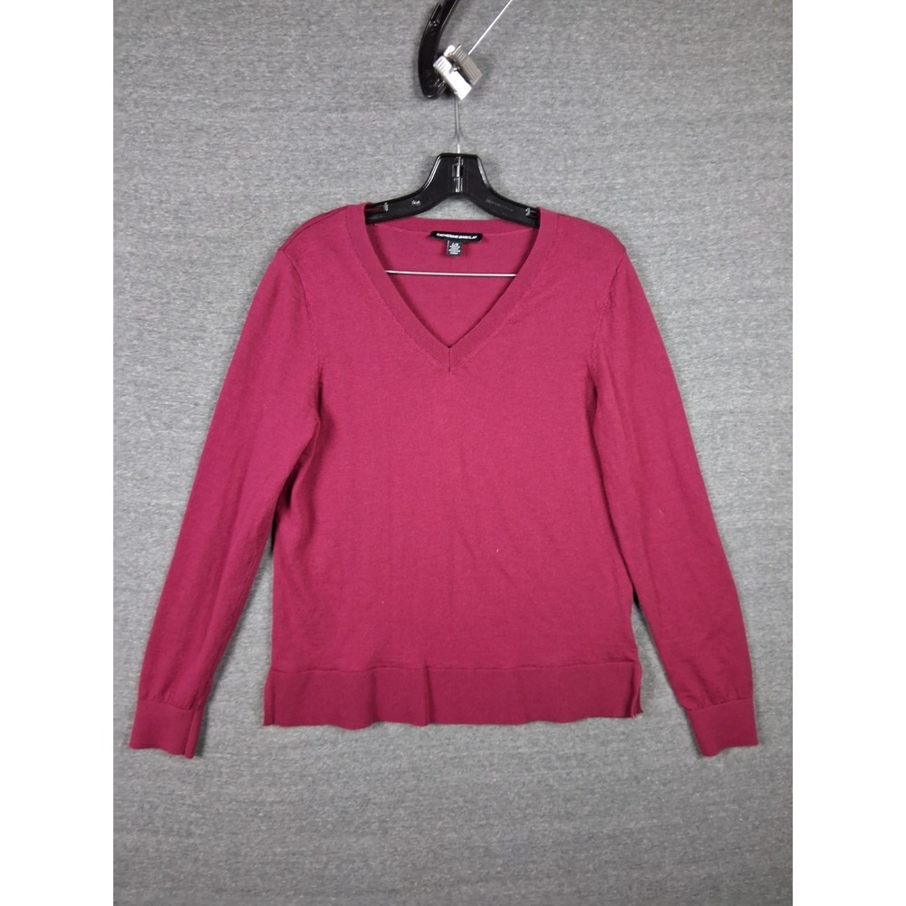 Katherine Barclay Womens Sweater Large Maroon 100% Merino Wool Pullover‎ Classic